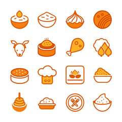 Orange Food Icons Illustration Set