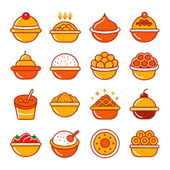 Sweet Dishes Set: Cartoon Icons of Various Desserts