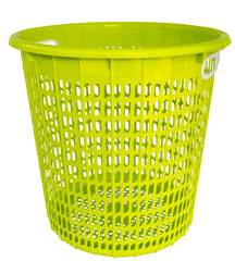 Green Round Laundry Plastic Basket on transparent Background