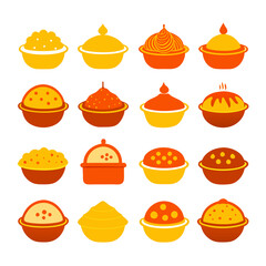 Collection of retro-style bowls filled with tasty contents