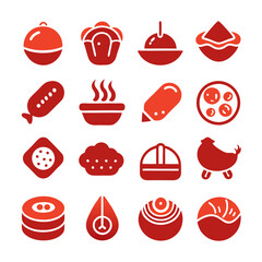 Collection of food icons vector set in orange