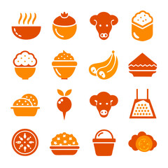 Orange Icon Set: Food, Farming, and Everyday Objects