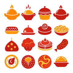 Festive Vietnamese Tet holiday food illustration with various dishes