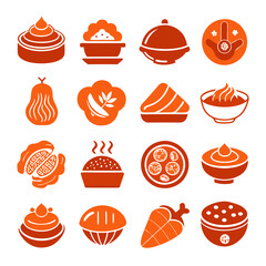 Food Icons: Assorted Menu Items in Modern Flat Design