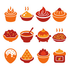 Collection of Red and Orange Dessert Bowl Illustrations