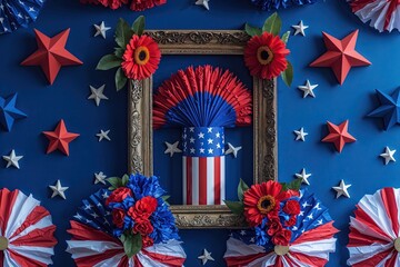 Bold Blue Independence Day Wallpaper Frame for Patriotic Decor