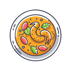 Cartoon Shrimp Soup Bowl on Black Background Design