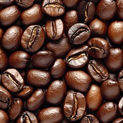 Fototapeta premium Roasted Coffee Beans Background Texture Rich Brown