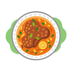 Cartoon Illustration of a Bowl of Stew Soup