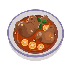 Delicious massaman curry illustration, traditional thai cuisine bowl