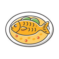 Cartoon Image of Fish Soup in a Bowl
