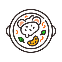 Cute Cartoon Bear Soup Bowl Isolated on Black