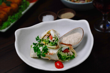 Grilled Chicken Quesadillas with Fresh Salsa and Herb Garnish