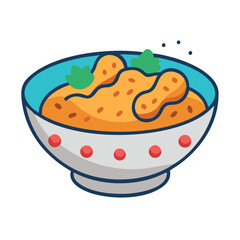 Cartoon Bowl of Soup or Stew Vector Illustration