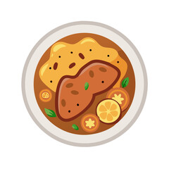 Delicious bowl of curry with rice and garnish