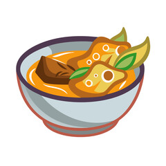 Delicious looking Masman Curry in a bowl illustration