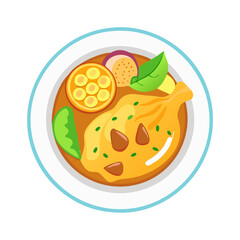 Delicious Thai Massaman Chicken Curry on Plate Illustration