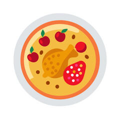 Illustration of a colorful chicken pilaf meal dish