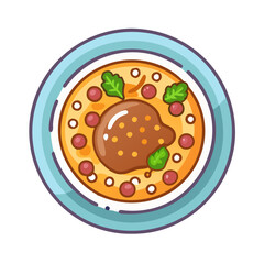 Cute Cartoon Illustrated Plate of Food on Black