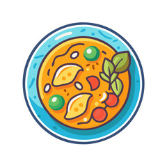 Colorful Cartoon Soup Bowl Illustration Vector Design