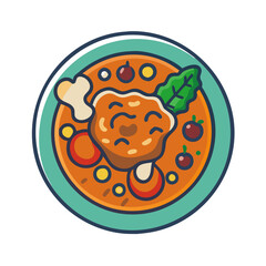 Iconic Illustration of Delicious Curry Dish with Vegetables