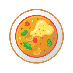 Delicious Tom Kha Gai Soup in Bowl illustration
