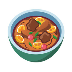 Delicious meat stew with lemons in a bowl