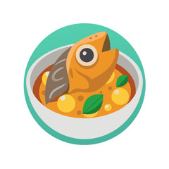 Cartoon Fish Head Soup Illustration Icon Design