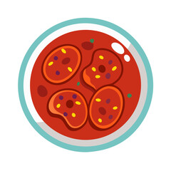 Cartoon tomato soup bowl, artistic, creative, vector image