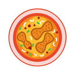 Stylized Chicken Noodle Soup Bowl Vector Illustration