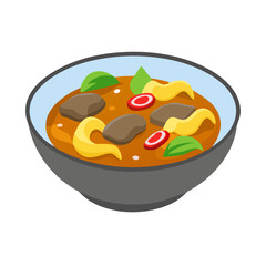 Delicious Bowl of Beef Curry with Basil and Noodles