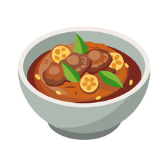 Delicious Massaman curry bowl, Thai food, illustration style
