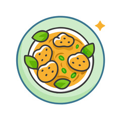 Tasty Japanese Curry Bowl Illustration with Vegetables Icon