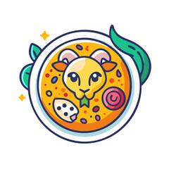 Abstract lion face in a bowl with decor