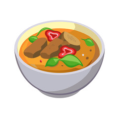 Delicious Massaman Curry Illustration in a Bowl, Vector