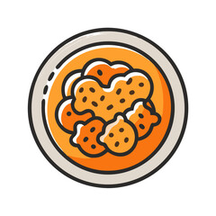 Delicious fried chicken nuggets illustration on a white plate