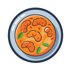 Delicious shrimp curry in a bowl isolated illustration