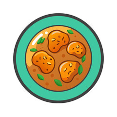 Delicious Kofta Curry Cartoon Vector Illustration Design