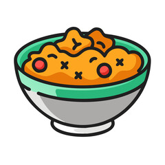 Bowl of Orange Noodles Illustration on a Black Background