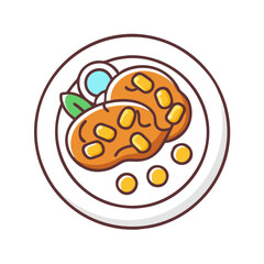 Delicious Chole Bhature Indian Dish Vector Illustration