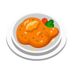 Chicken dish with orange sauce vector illustration