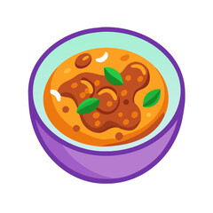 Delicious curry bowl illustration on a black background.