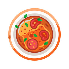 Colorful Pizza Illustration on Plate, Vector Graphic Style