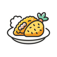 Wholesome food on a plate illustration with black background