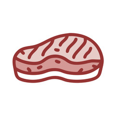 Cartoon Grilled Steak Isolated on Black Background Illustration