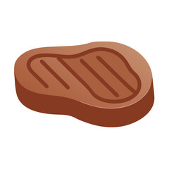 Isometric Grilled Steak Illustration on Black Background Design