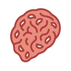 Stylized Brain Illustration in Pink and Maroon on Black