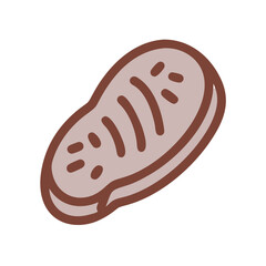 Cartoon Steak Illustration on Black Background Ready to Eat