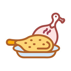 Roasted duck and chicken leg icon illustration design