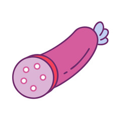 Cute Sausage Illustration: Cartoon Food Icon on Black